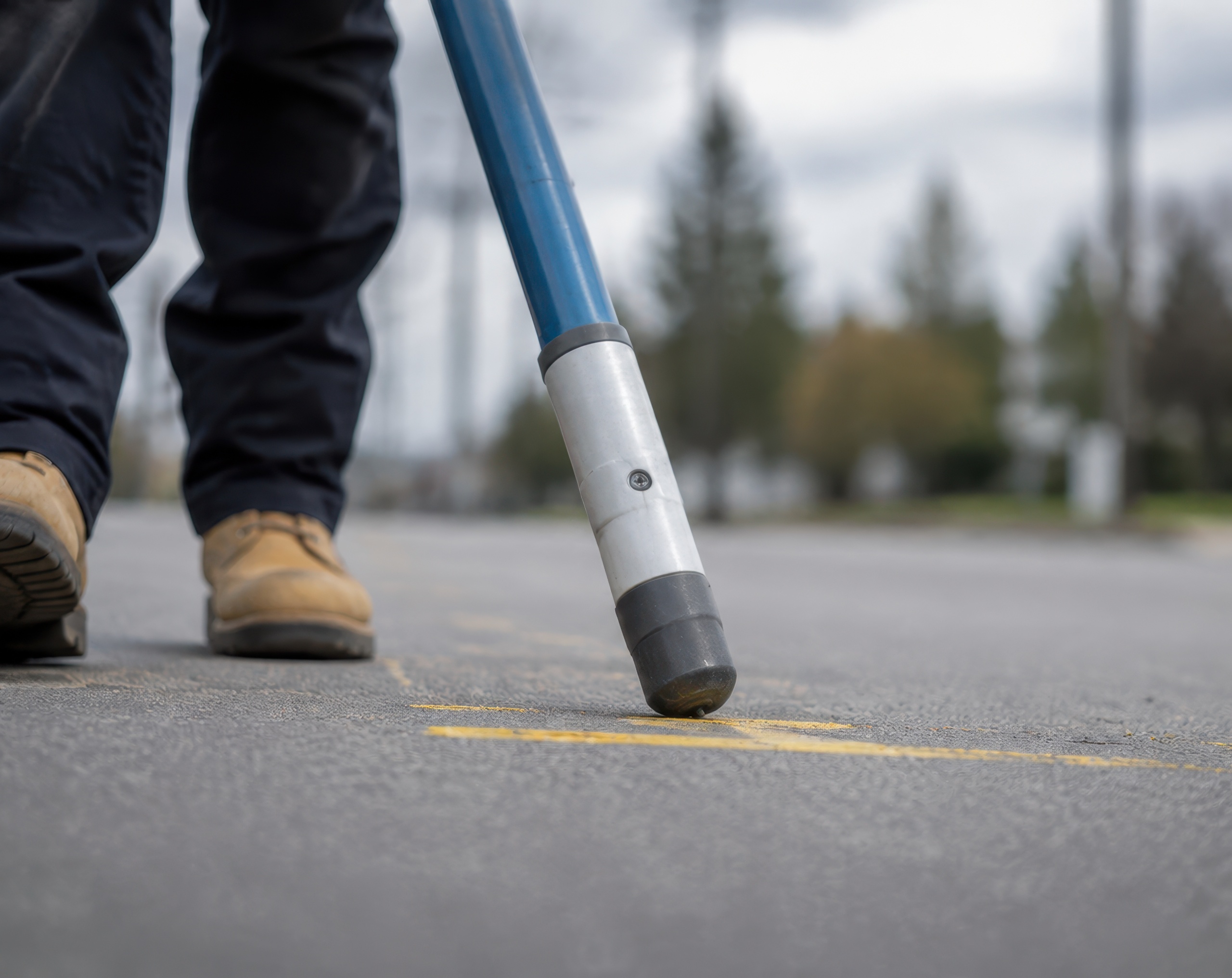 Locating Private Underground Utilities Worker using equipment to locate private underground utilities