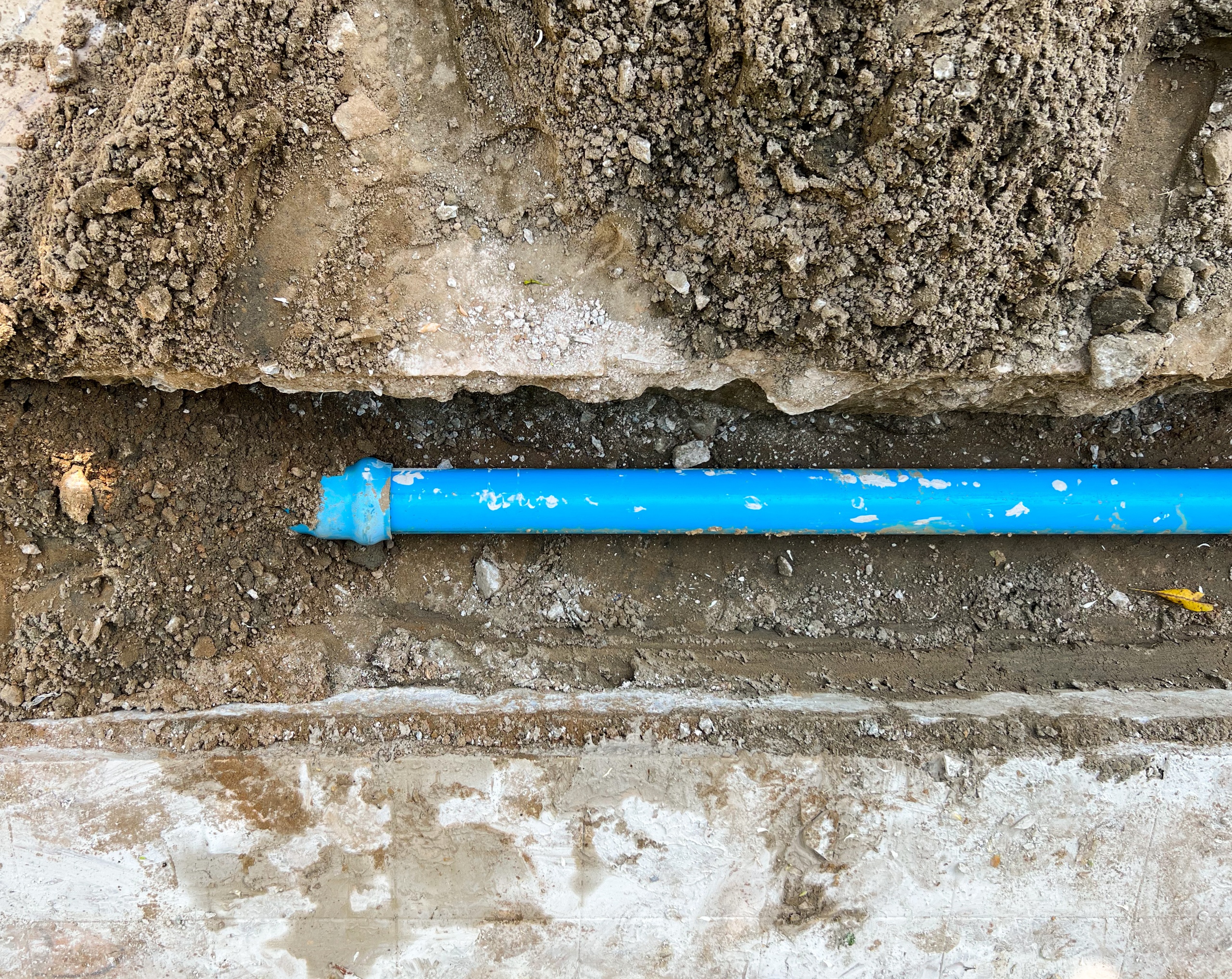 Private Water & Service Lines Underground water service line exposed during excavation
